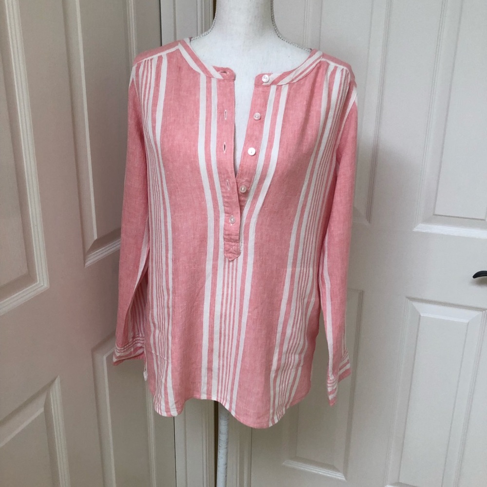NWOT - Striped Pink & White Yarn Dyed Top